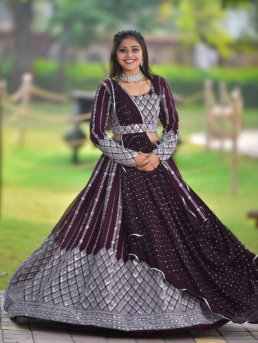 Fox Georgette Lehenga Choli with Heavy Sequence Thread Work